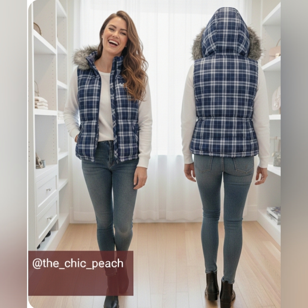 ❄️ Aeropostale NWT Plaid Puffer Vest — Size M ( Excellent Condition) - Picture 2 of 16